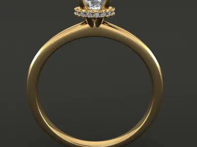 Solitaire Diamond Basket Gallery Engagement Ring 3D print model