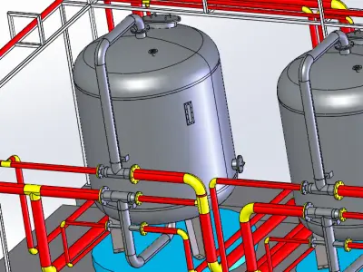 Industrial Ultrafiltration System with Equipment Room  3D model