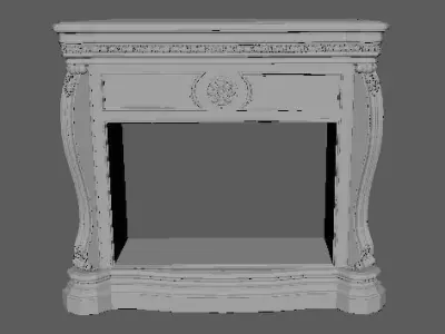 kamin ornate fireplace with gold trim 3D model
