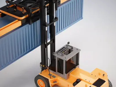 Forklift and Container 3D model