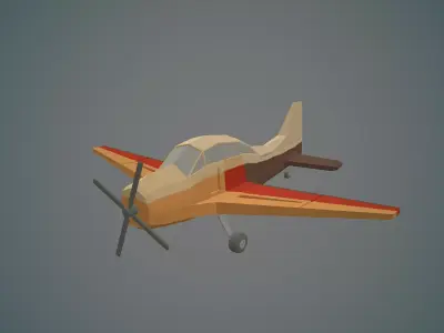 Airplane cartoon - 03 Low-poly 3D model