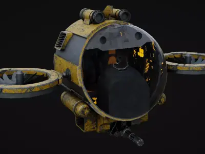 sci-fi helicopter rotor craft Low-poly 3D model