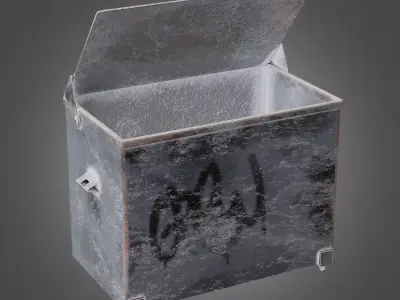 Snow Dirty Trash Container - Pbr Game Ready Low-poly 3D model