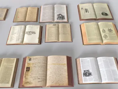 Old Books Low-poly 3D model