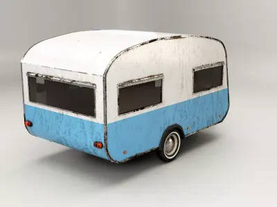 Aged Classic Vintage Camping Caravan Low-poly 3D model