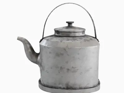 Used Iron Kettle 01 Low-poly 3D model
