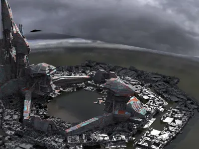 Alien Monarch moon base stand 3D model