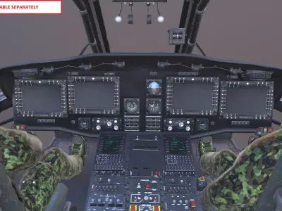 UH-60 Blackhawk Helicopter Cockpit Low-poly 3D model