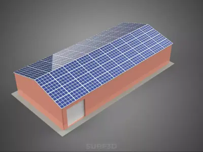 SOLAR PANEL ROOF PV POWERED SHED WAREHOUSE STOREHOUSE DEPOT BARN 3D model