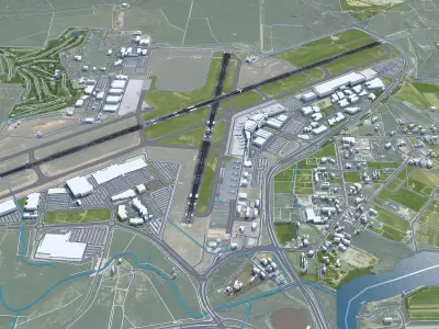 Canberra Airport 10km Low-poly 3D model