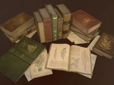Old Books set - PBR Game Ready Low-poly 3D model