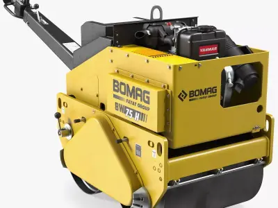 Bomag BW 75H Construction Machine Roller Rigged 3D model