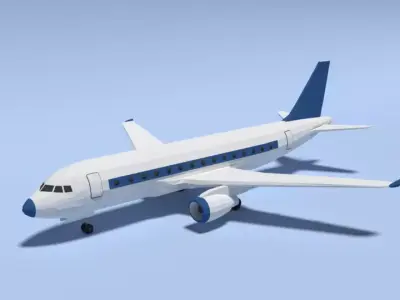 Low Poly Cartoon Airbus A320 Airplane Low-poly 3D model