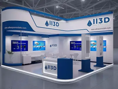 Exhibition Stand Stall Two Side Open 6X6 3D model