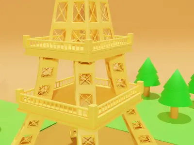 Low poly 3d Eiffel tower model Low-poly 3D model