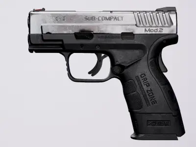 Springfield XD-MOD2 - Silver Low-poly 3D model