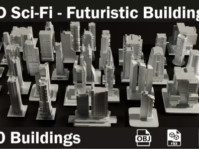 3D sci fi skyscraper  futuristic buildings 3D model