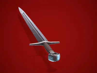 medieval sword Low-poly 3D model 9