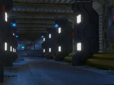 Sci-Fi corridor 3D model 17