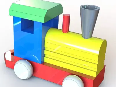 Old-School Locomotive Train  3D model