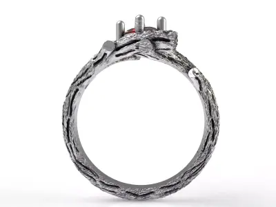 Marquise Diamond Branch Textured Ring 3D print model