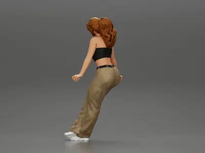 lowrider chola girl is leaning against the car mini shirt 3D print model