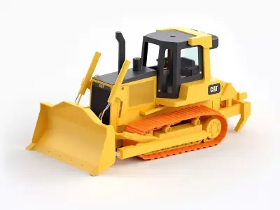 Low Poly Heavy Bulldozer 3D Model Stylized Utility Low-poly 3D model