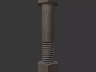 M12 Hex Bolts and Nuts with Rusty Iron Texture 3D model