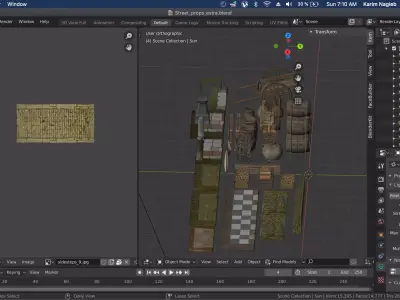 medieval street market  Low-poly 3D model