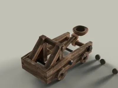 Catapult Animated Free low-poly 3D model