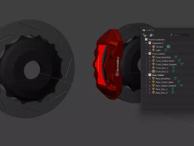 Brembo Front and Rear Brake Caliper Disc Set 3D Data 3D model