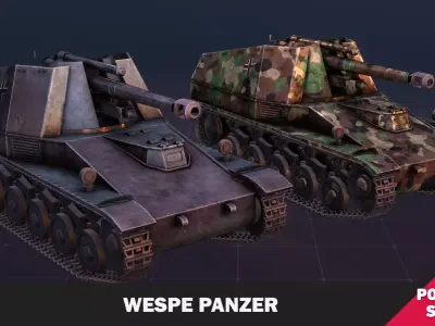 Wespe  Panzer Artillery SDKFZ-124 Low-poly 3D model