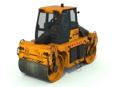 Road roller truck Low-poly 3D model