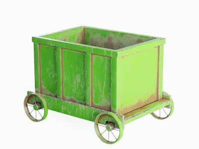 Old Mining Trolley 03 Low-poly 3D model