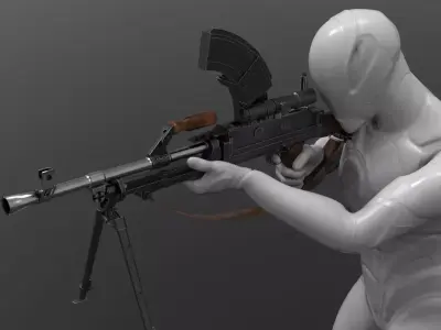 Bren Light Machine Gun LMG Low-poly 3D model