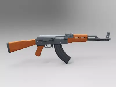 AK 47 Low Poly Mobile Game Ready model Low-poly 3D model