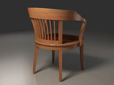 Antique wooden chair with sleeves barred backrest 3D model