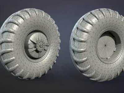 Truck Wheel 04 BRDM Low-poly 3D model