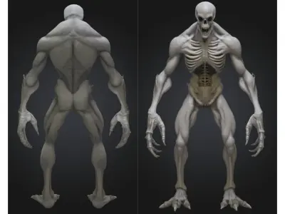 Undead Bone Horror Creature Monster Sci Fi Alien Low-poly 3D model