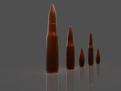 Bullets group of Low-poly 3D model