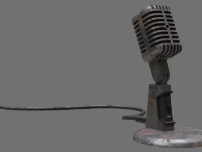 Retro Microphone 2B Low-poly 3D model