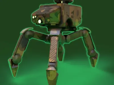 Sentry robot quadruped Low-poly 3D model