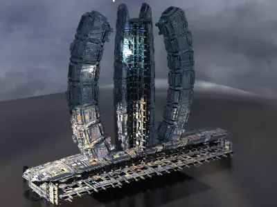 Alien Deepsea rig base  Low-poly 3D model