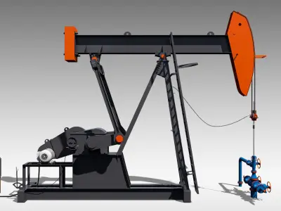 Beam Balanced Pumpjack 3D model