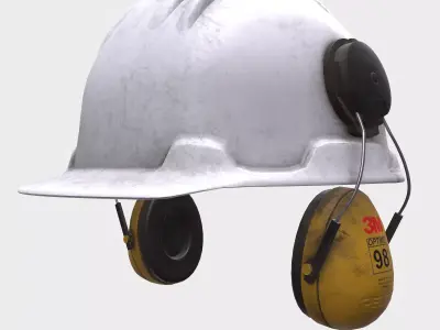 Safety Ear Muffs Hanging Helmet Low Poly Low-poly 3D model