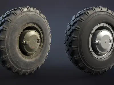 BTR-4 and BTR-3 Wheel  Low-poly 3D model
