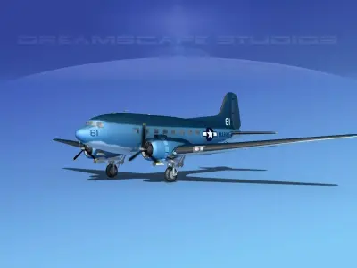 Douglas R-4D Dakota US Marines V1 3D model