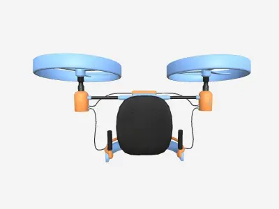 Jetpack Electric B09 Blue Orange  - SciFi Character Design Low-poly 3D model