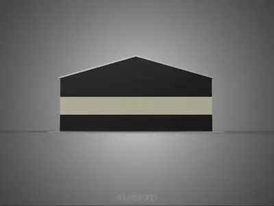 ROOFTOP ARRAY ECO SOLAR PANELS STRIPED UTILITY BUILDING FACILITY 3D model