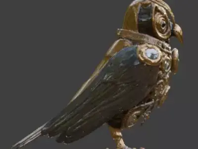 Steampunk Mechanical Owl Automaton 3D Model Low-poly 3D model